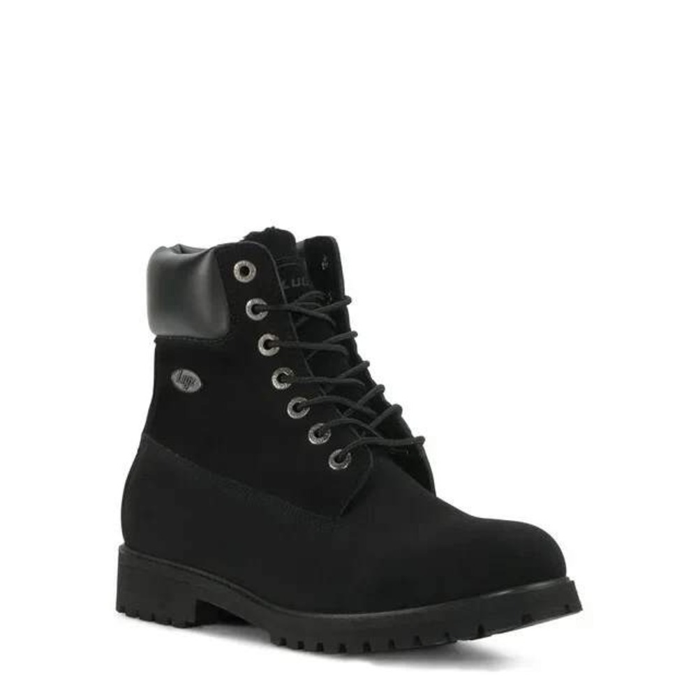 Lugz Hudson Mens Black Classic Work Boots, Water resistant Lug Sole 7W /#S26263